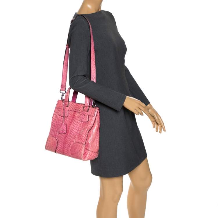 Pre Owned Celine Pink Python Convertible Satchel