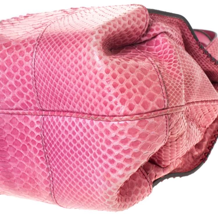 Pre Owned Celine Pink Python Convertible Satchel