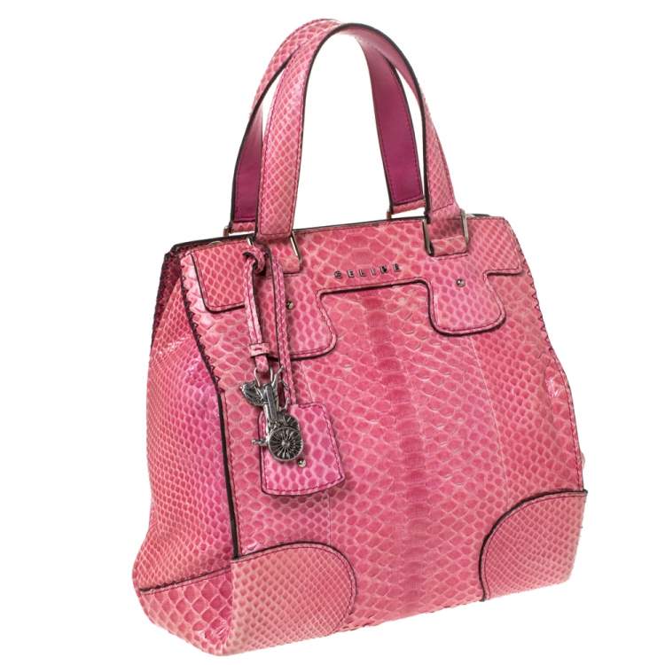 Pre Owned Celine Pink Python Convertible Satchel