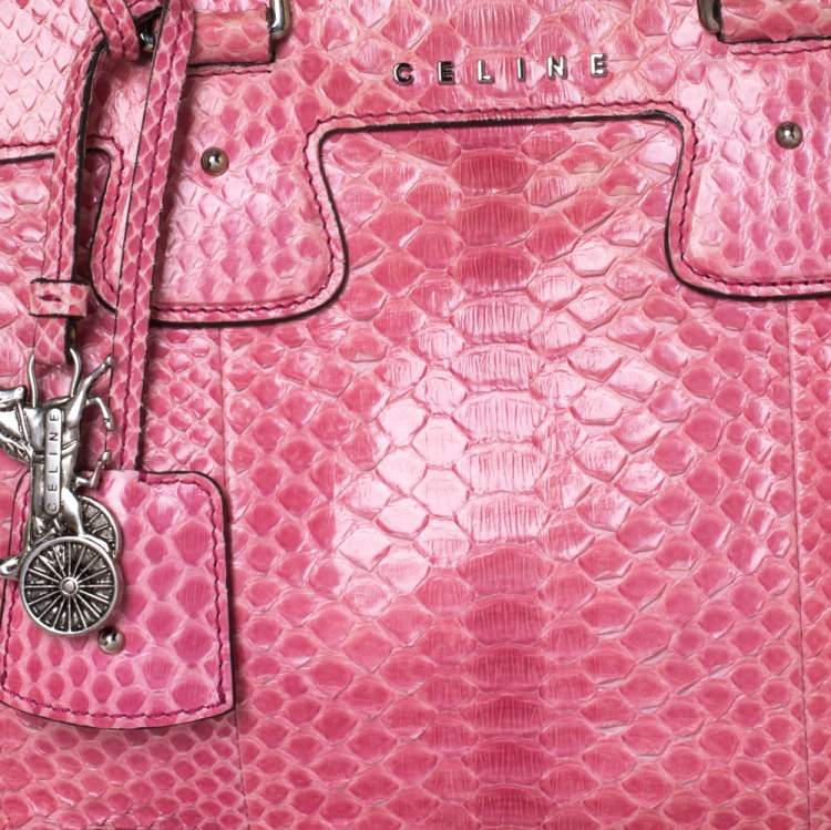 Pre Owned Celine Pink Python Convertible Satchel