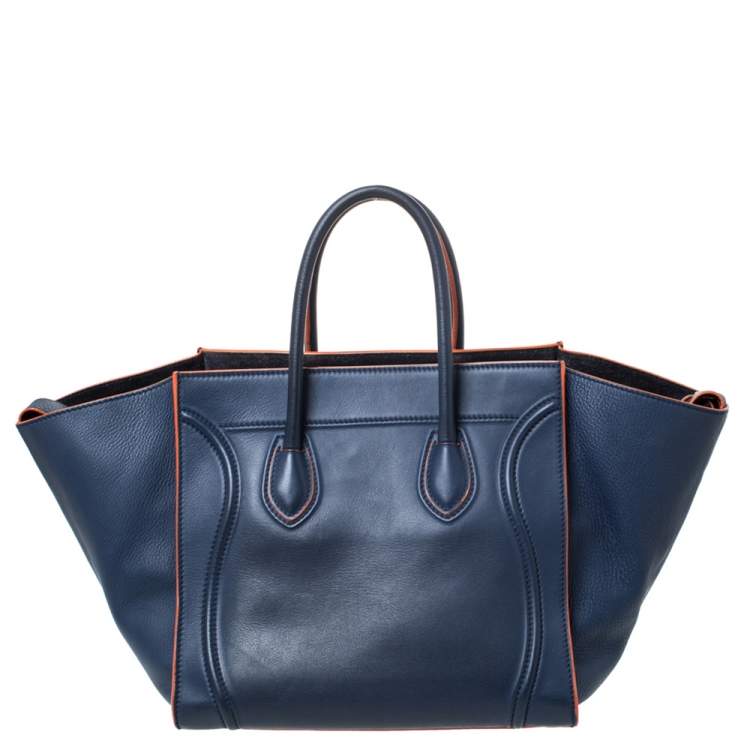 Pre Owned Celine Navy Blue Leather Medium Phantom Luggage Tote 