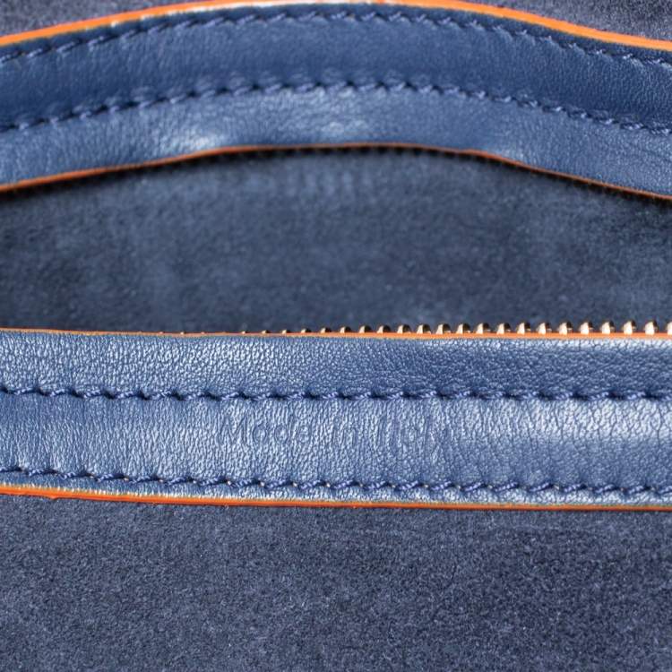 Pre Owned Celine Navy Blue Leather Medium Phantom Luggage Tote 
