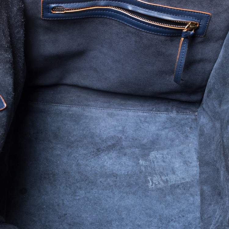 Pre Owned Celine Navy Blue Leather Medium Phantom Luggage Tote 