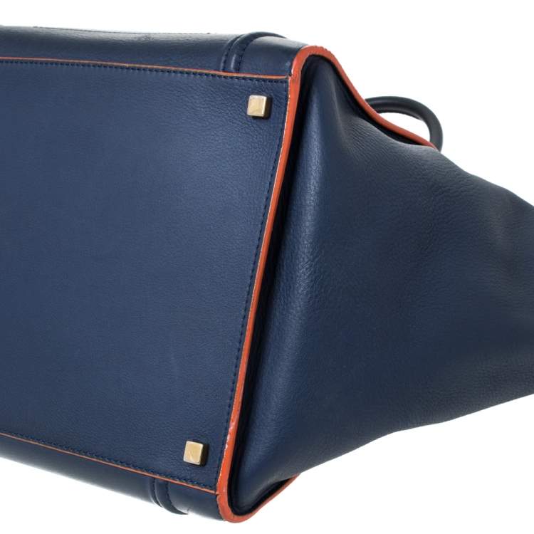 Pre Owned Celine Navy Blue Leather Medium Phantom Luggage Tote 