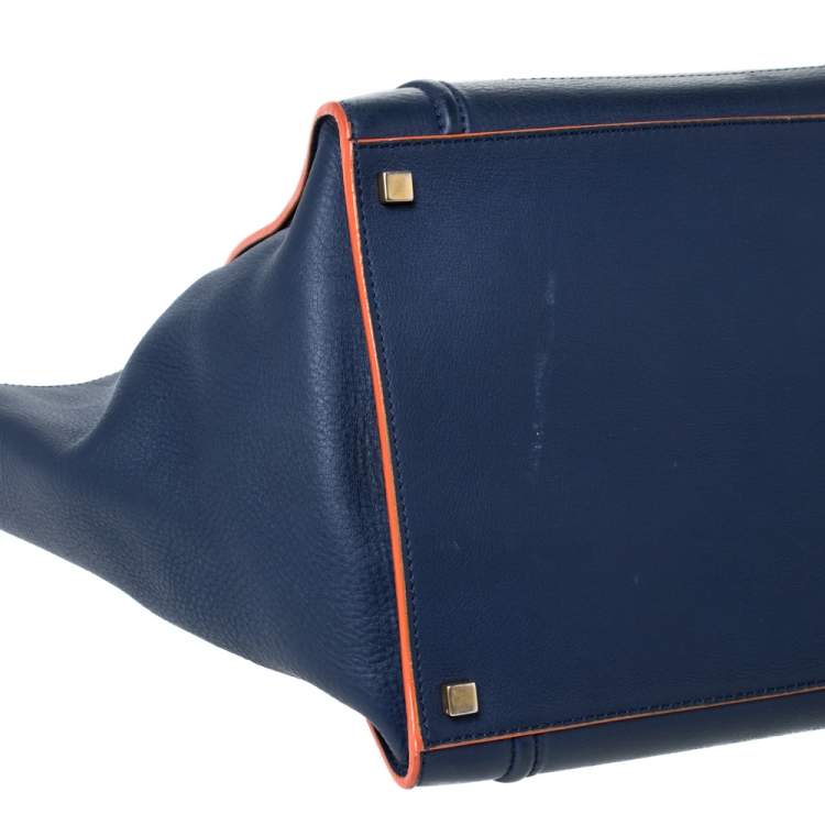 Pre Owned Celine Navy Blue Leather Medium Phantom Luggage Tote 