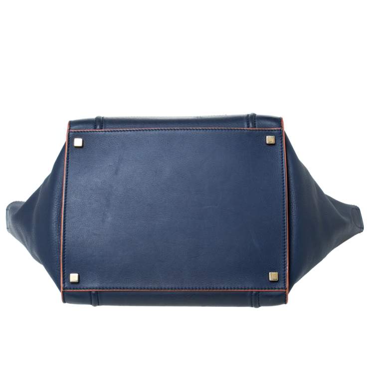 Pre Owned Celine Navy Blue Leather Medium Phantom Luggage Tote 