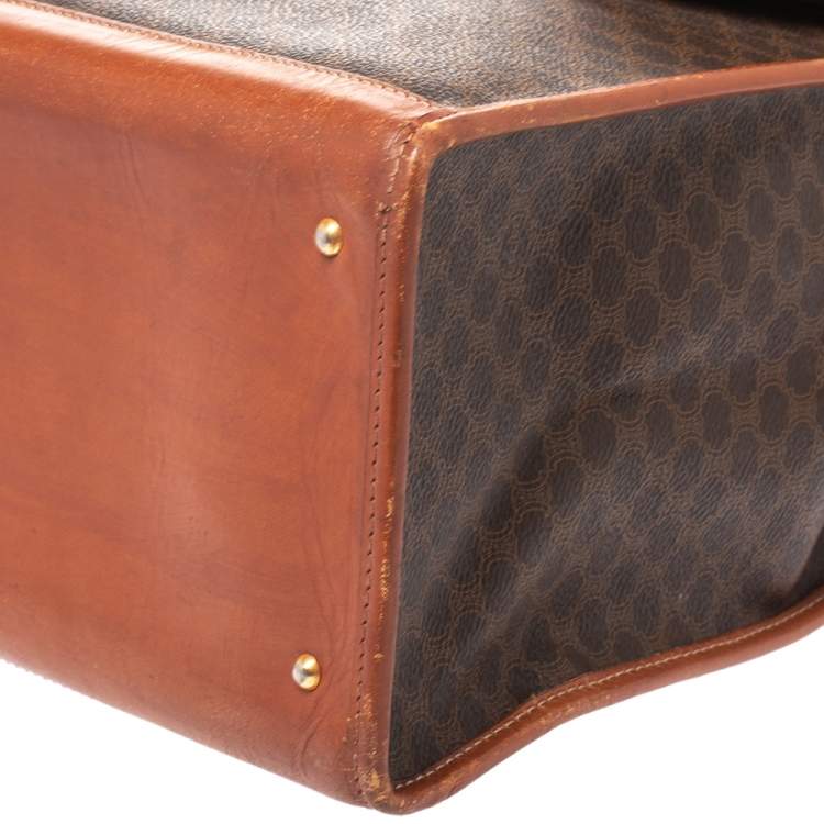 Pre Owned Celine Brown/Tan Macadam Coated Canvas and Leather Tote