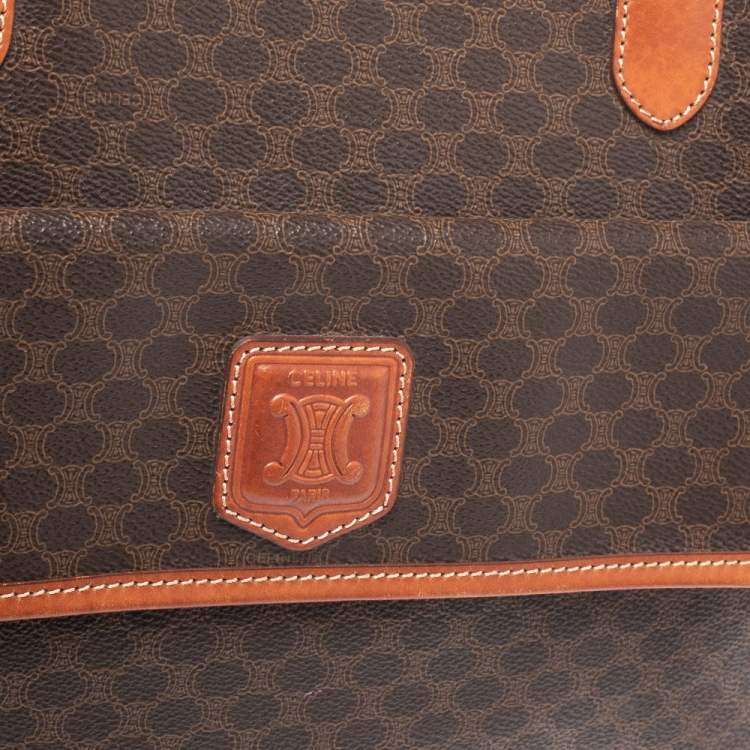 Pre Owned Celine Brown/Tan Macadam Coated Canvas and Leather Tote