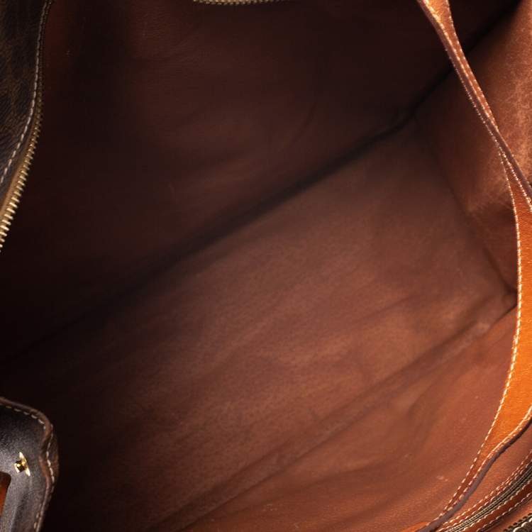 Pre Owned Celine Brown/Tan Macadam Coated Canvas and Leather Tote