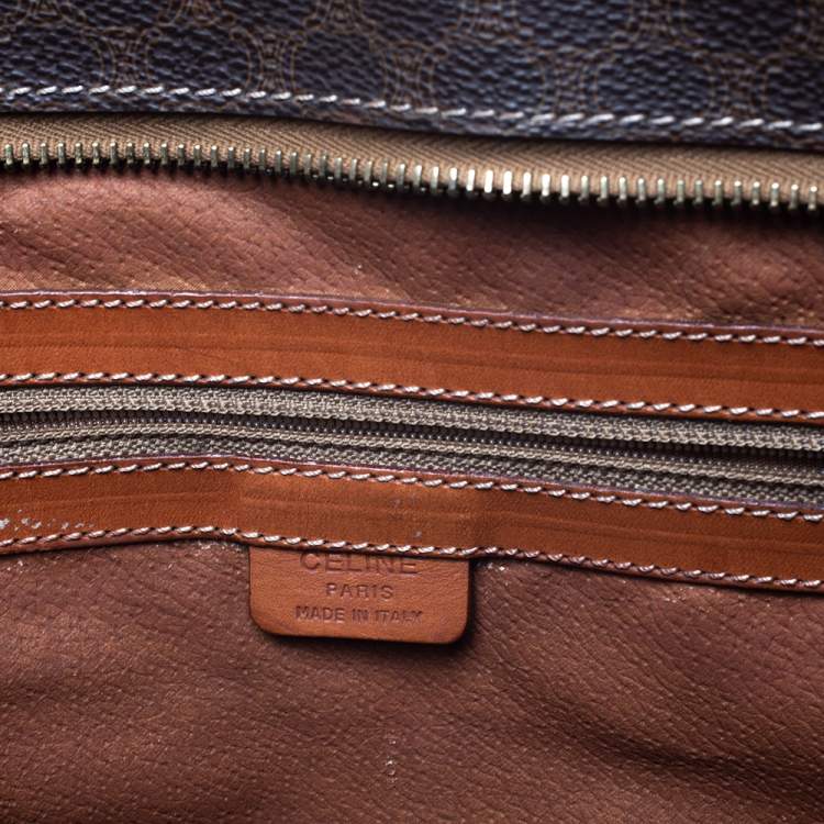 Pre Owned Celine Brown/Tan Macadam Coated Canvas and Leather Tote