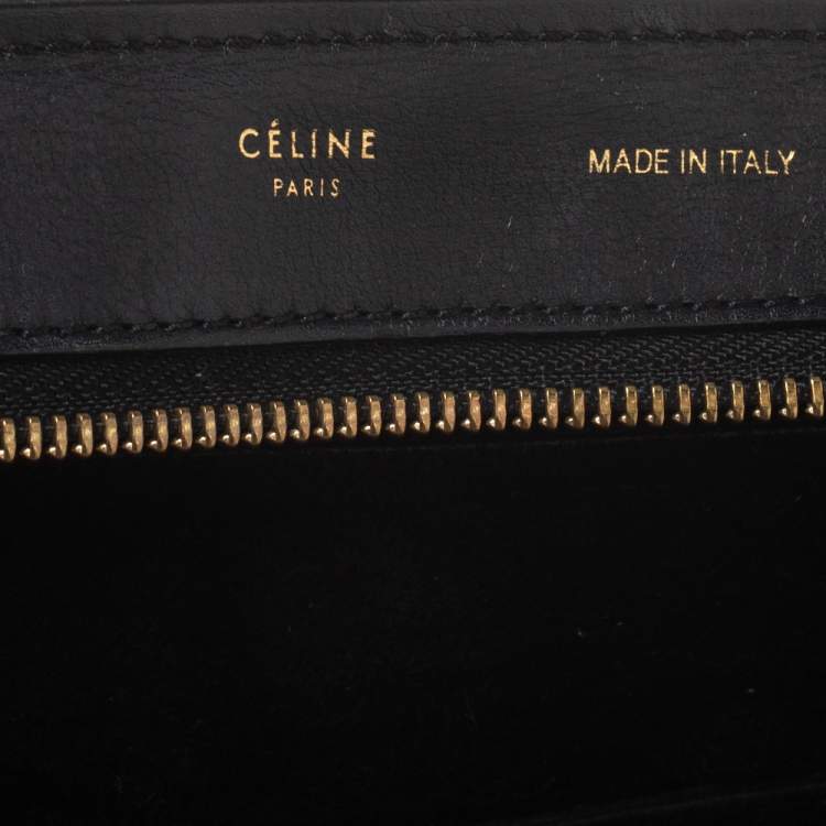 Pre Owned Celine Black/White Leather and Suede Medium Trapeze Bag