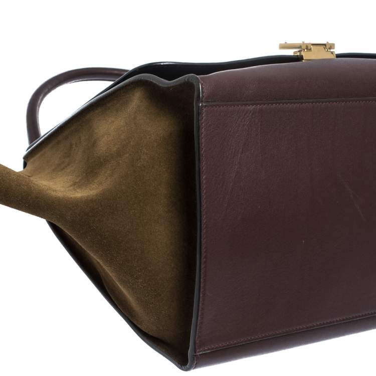 Pre Owned Celine Tricolor Leather and Suede Large Trapeze Top Handle Bag