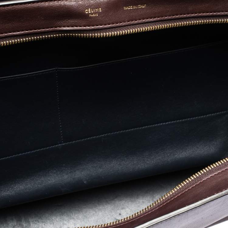 Pre Owned Celine Tricolor Leather and Suede Large Trapeze Top Handle Bag