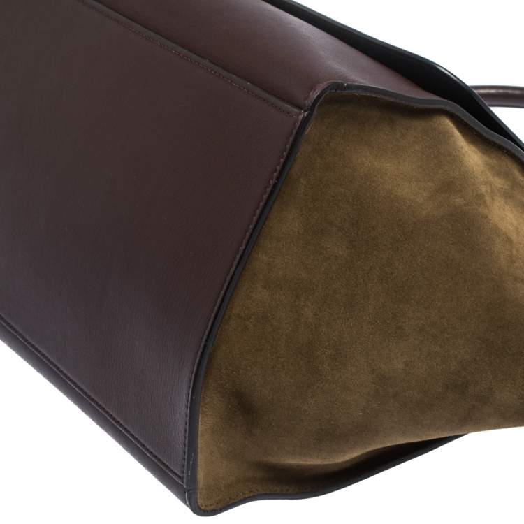 Pre Owned Celine Tricolor Leather and Suede Large Trapeze Top Handle Bag