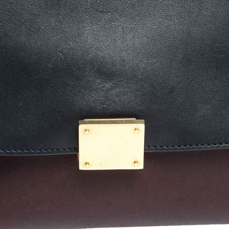 Pre Owned Celine Tricolor Leather and Suede Large Trapeze Top Handle Bag