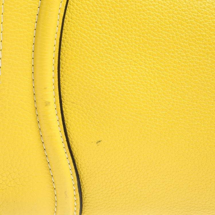 Pre Owned Celine Yellow Leather Mini Luggage Tote