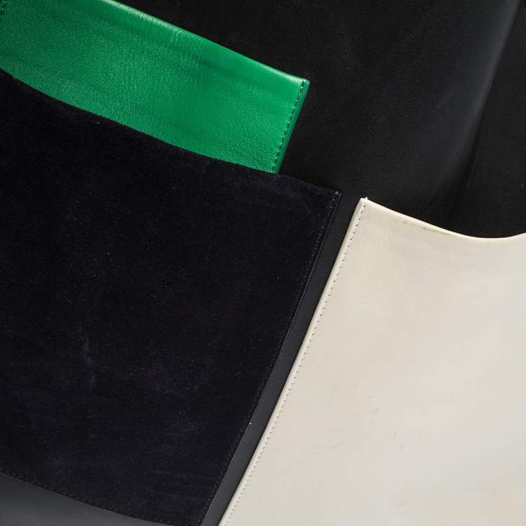 Pre Owned Celine Tricolor Leather and Suede Geometrical Bag