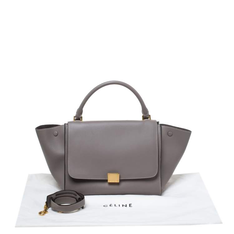 Pre Owned Celine Grey Leather Medium Trapeze Top Handle Bag