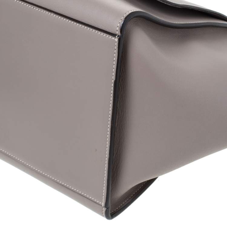 Pre Owned Celine Grey Leather Medium Trapeze Top Handle Bag
