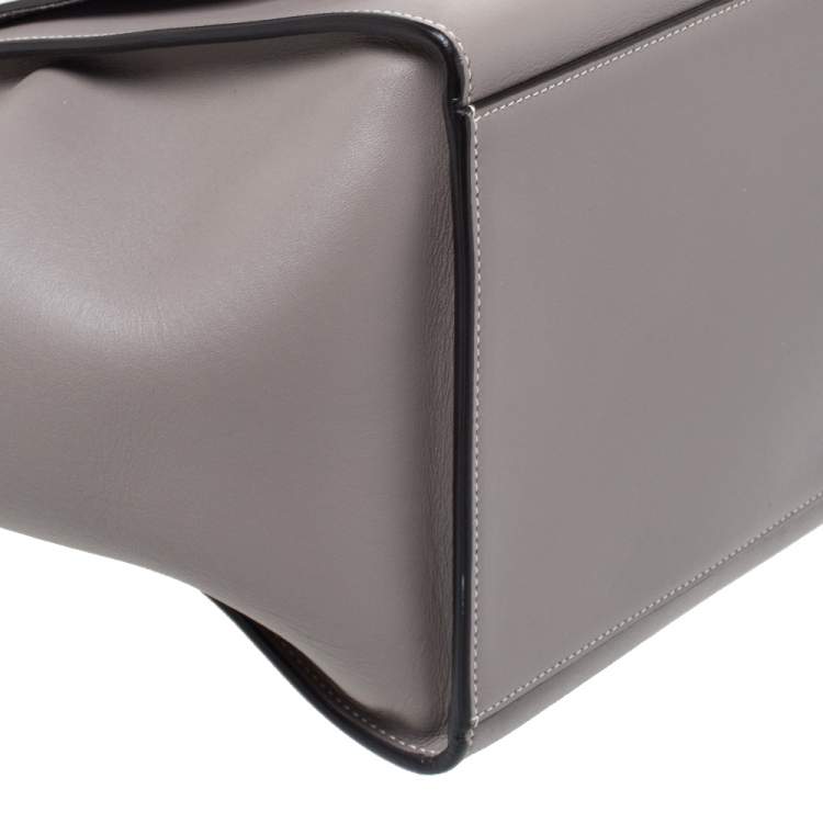 Pre Owned Celine Grey Leather Medium Trapeze Top Handle Bag