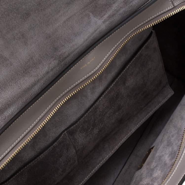 Pre Owned Celine Grey Leather Medium Trapeze Top Handle Bag