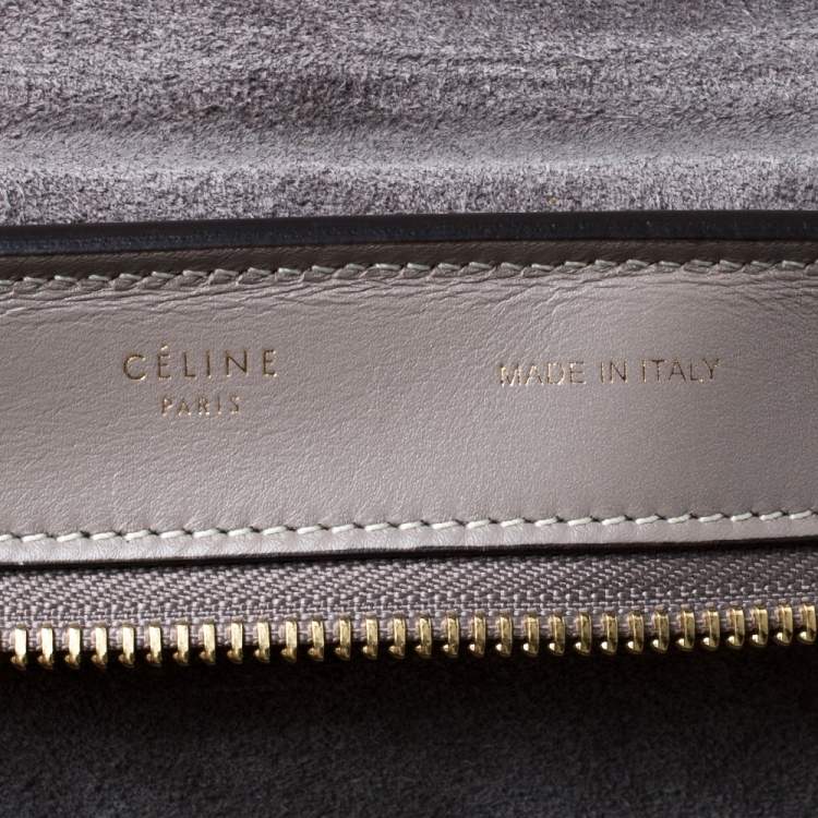 Pre Owned Celine Grey Leather Medium Trapeze Top Handle Bag