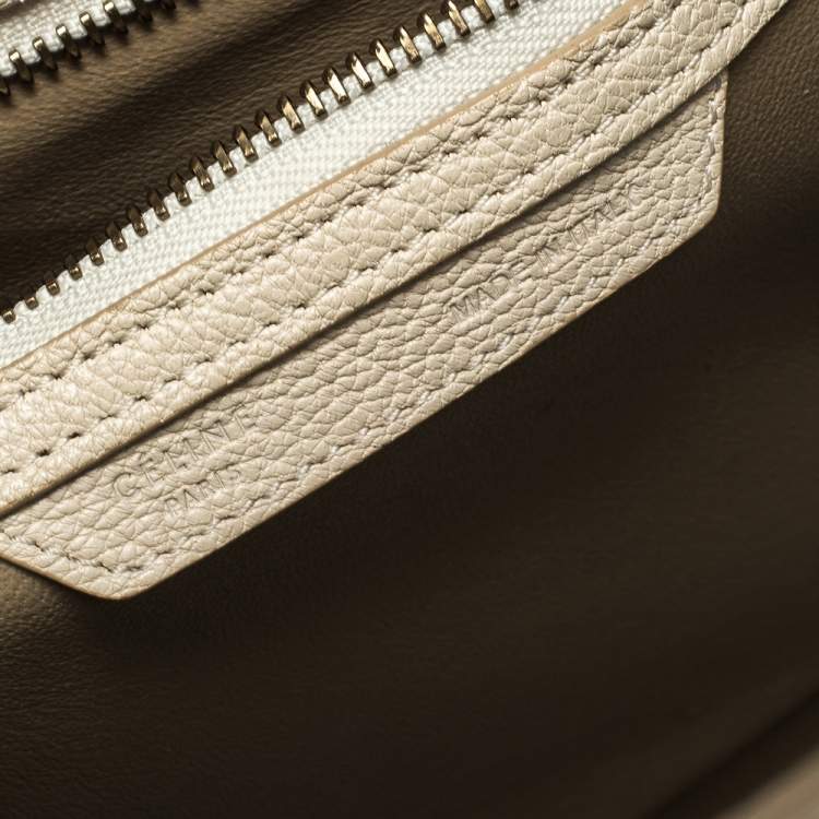 Pre Owned Celine Off White Leather Micro Luggage Tote