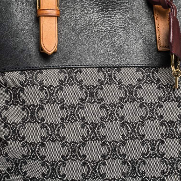 Pre Owned Celine Blue/Brown Macadam Canvas and Leather Vertical Tote