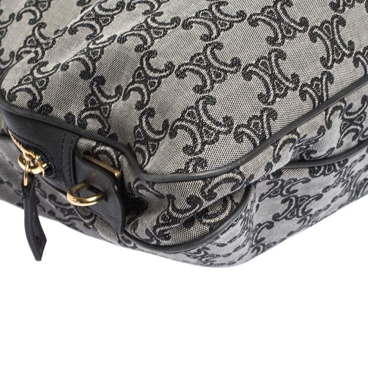 Pre Owned Celine Blue/Brown Macadam Canvas and Leather Vertical Tote