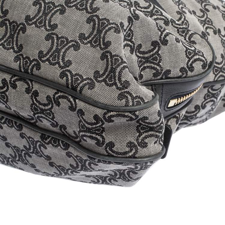 Pre Owned Celine Blue/Brown Macadam Canvas and Leather Vertical Tote