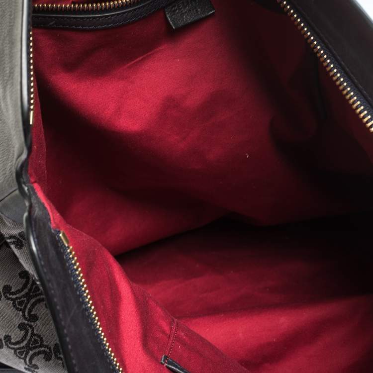 Pre Owned Celine Blue/Brown Macadam Canvas and Leather Vertical Tote