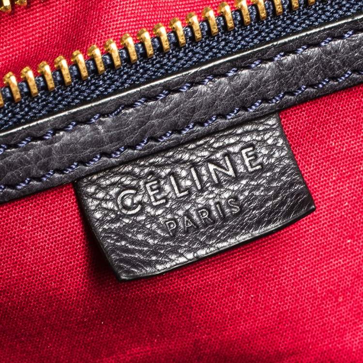 Pre Owned Celine Blue/Brown Macadam Canvas and Leather Vertical Tote