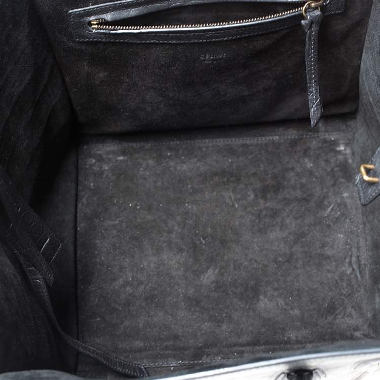 Pre Owned Celine Black Croc Embossed Leather Medium Phantom Luggage Tote 