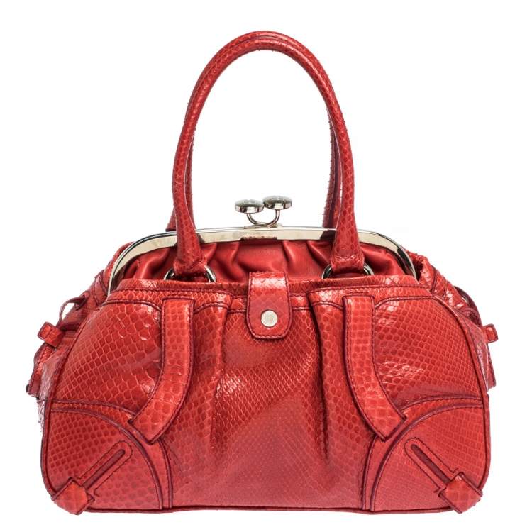 Pre Owned Celine Red Python Clandestine Satchel