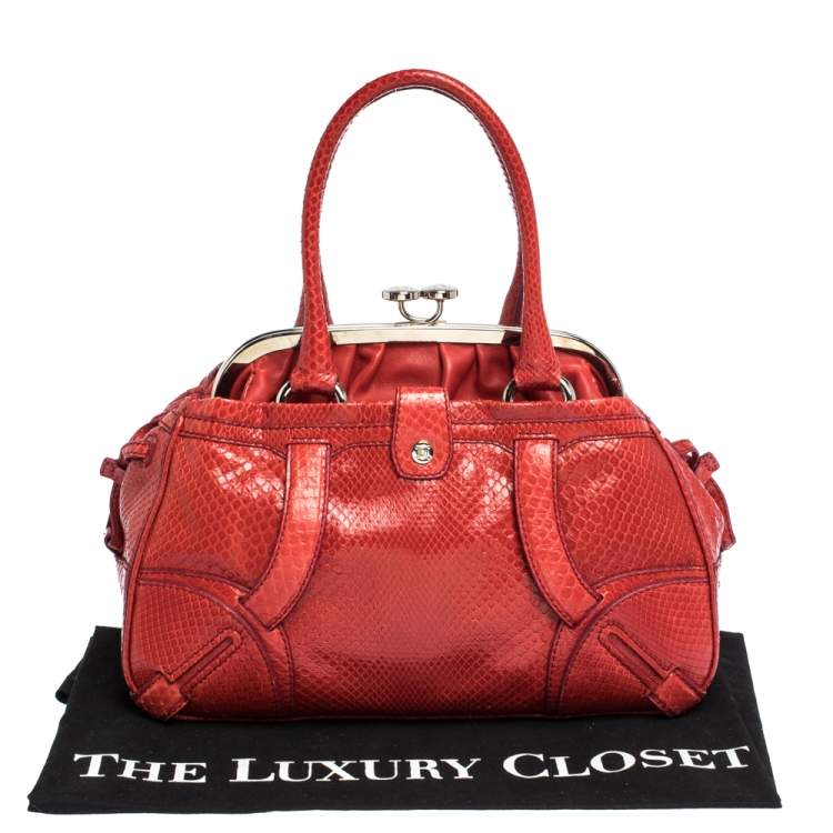 Pre Owned Celine Red Python Clandestine Satchel