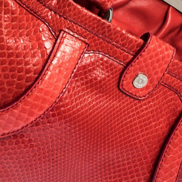 Pre Owned Celine Red Python Clandestine Satchel