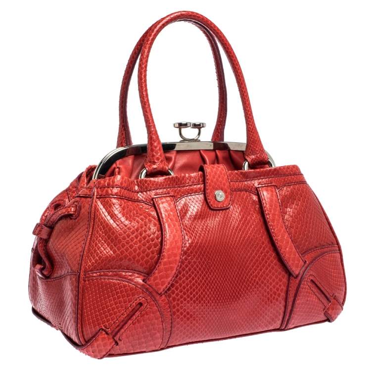 Pre Owned Celine Red Python Clandestine Satchel