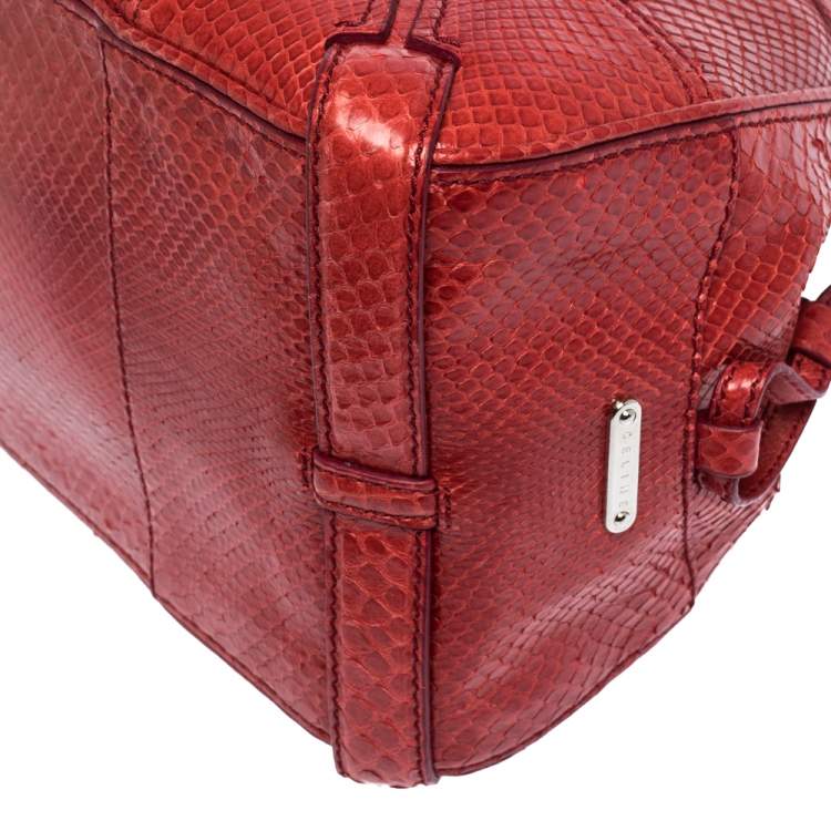 Pre Owned Celine Red Python Clandestine Satchel