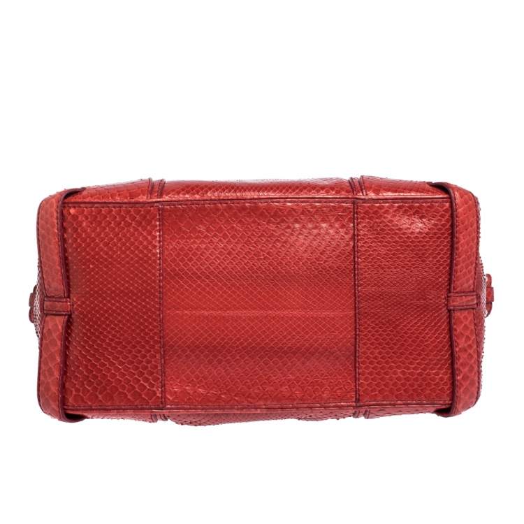 Pre Owned Celine Red Python Clandestine Satchel
