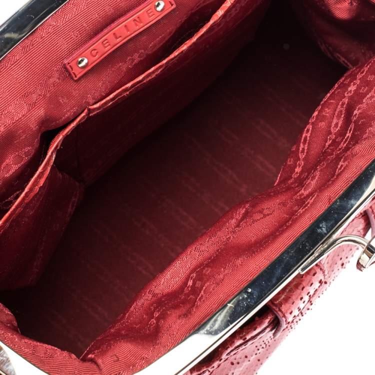 Pre Owned Celine Red Python Clandestine Satchel
