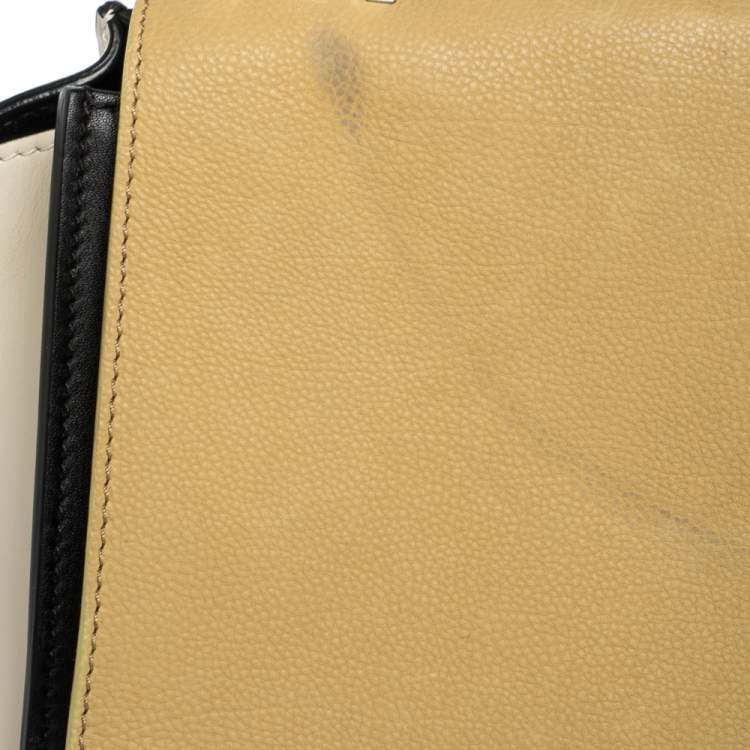 Pre Owned Celine Tri Color Nubuck and Leather Medium Trapeze Top Handle Bag