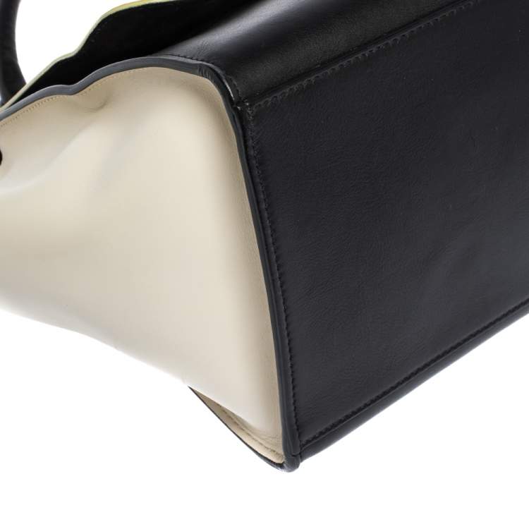 Pre Owned Celine Tri Color Nubuck and Leather Medium Trapeze Top Handle Bag