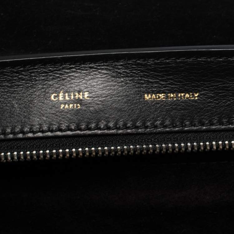Pre Owned Celine Tri Color Nubuck and Leather Medium Trapeze Top Handle Bag