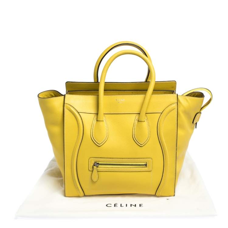 Pre Owned Celine Yellow Leather Mini Luggage Tote 