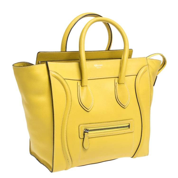 Pre Owned Celine Yellow Leather Mini Luggage Tote 