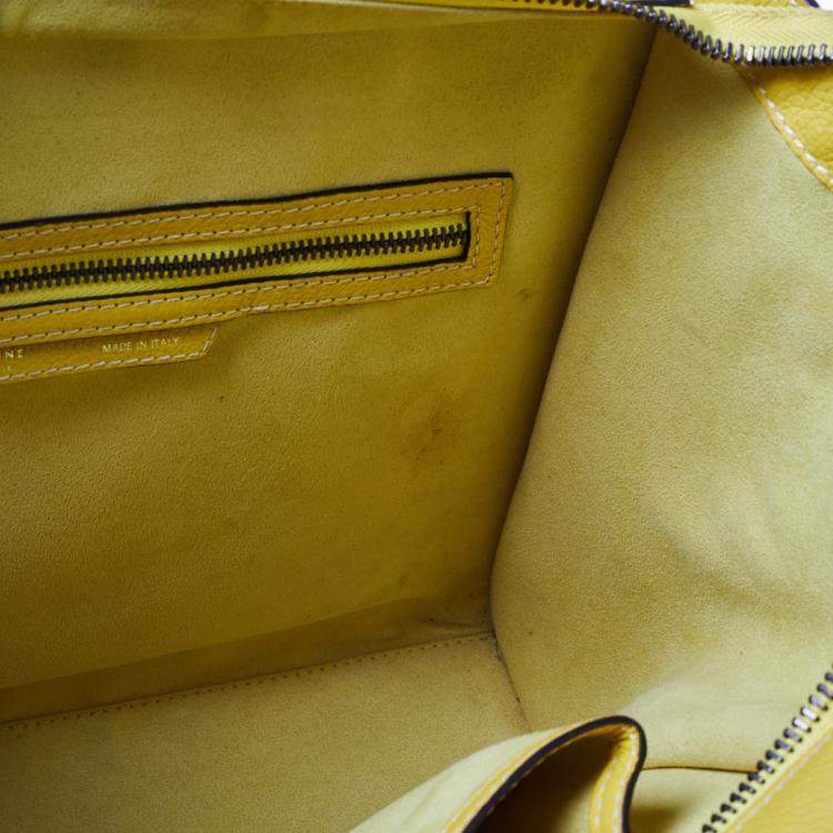 Pre Owned Celine Yellow Leather Mini Luggage Tote 