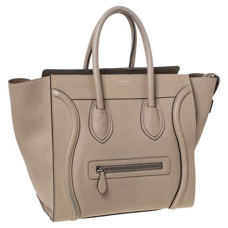 Pre Owned Celine Beige Leather Mini Luggage Tote