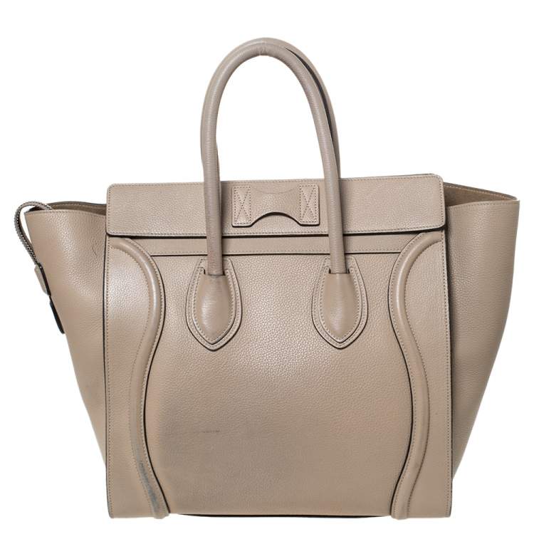 Pre Owned Celine Beige Leather Mini Luggage Tote