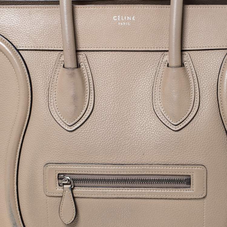 Pre Owned Celine Beige Leather Mini Luggage Tote