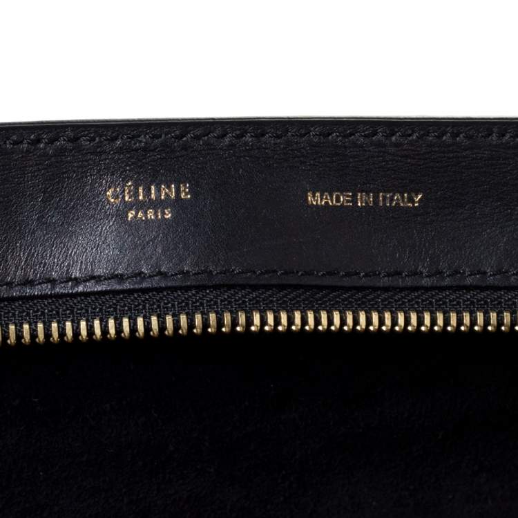 Pre Owned Celine Black/Brown Leather and Python Medium Trapeze Top Handle Bag